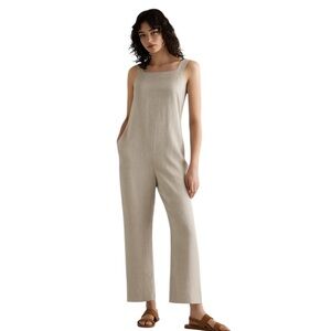 NWT Quince 100% European Linen Square Neck Jumpsuit Beige Size M